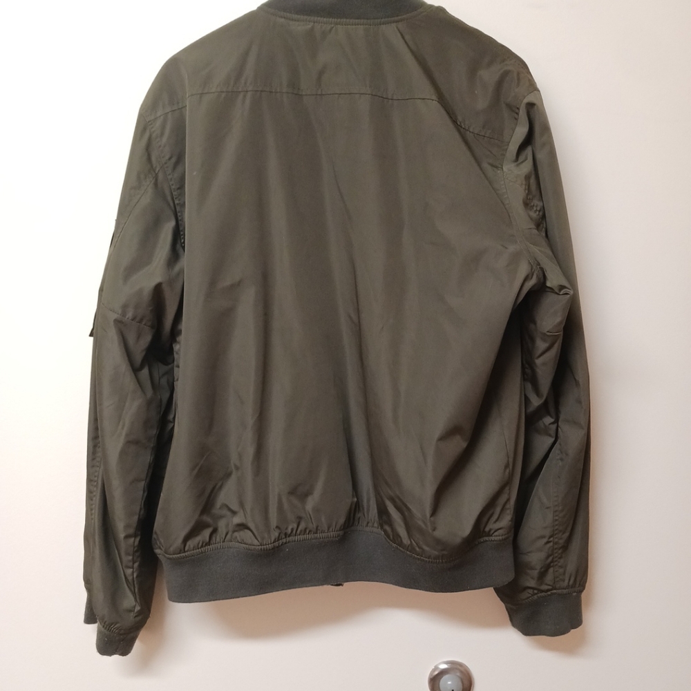 Olive Bomber Jacket | Size Large | Old Navy | Orange Lining - Picture 4 of 8
